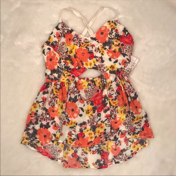 Free People Tops - NEW Free People Cutout Floral Tank Top Small